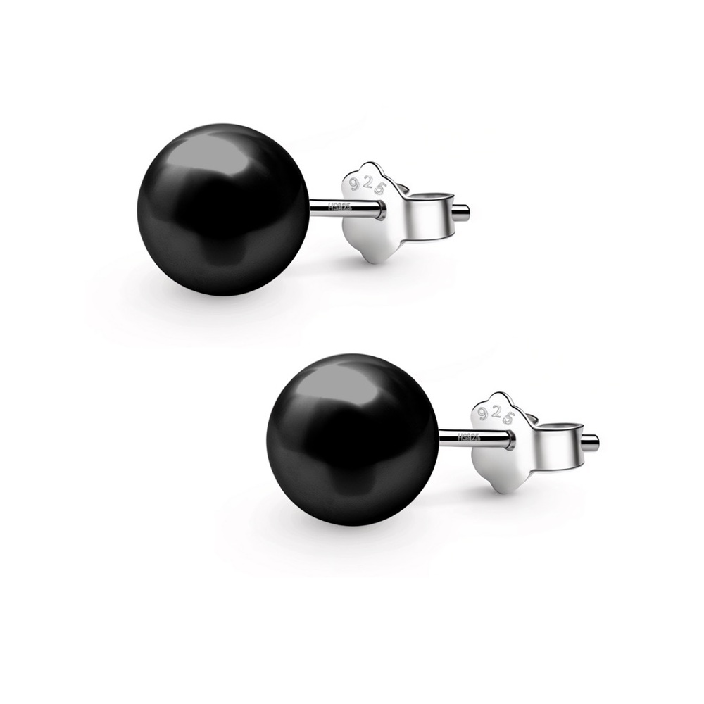NWOT Large Black Ball Stud Earrings